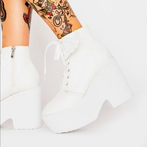 Top Elevation White Platform Boots